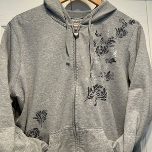 Grey Floral Zip-Up